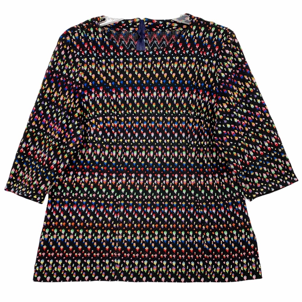 Vintage Handmade Black Zipper Back Shirt with Rainbow Colors Detailing - Picture 1 of 8